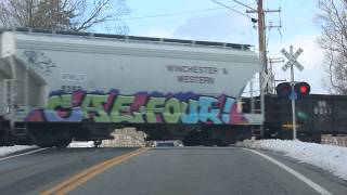 Providence amp Worcester pulling freight in Middlefield CT [upl. by Matthaus]