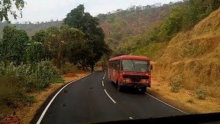 Kashedi Ghat  Thane  Chiplun MSRTC Bus Cabin Ride on Kashedi Ghat  Mumbai Goa Highway  Konkan [upl. by Wynne]