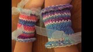 Rainbow loom cuff bracelet no S clips required on round loom frozen inspired [upl. by Gere882]