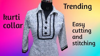 kurti collar cutting and stitchingcollar wala suitcollar neck design [upl. by Lamphere]