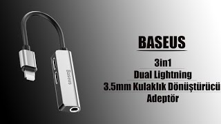 Baseus L52 3in1 Dual Lightning 35mm Kulaklık Dönüştürücü Adeptör [upl. by Uot]