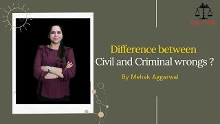 Lecture 1  Difference between Civil and Criminal wrongs  Law of Torts  DU LLB  Mehak Aggarwal [upl. by Harias485]