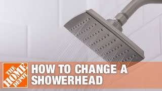 How to Replace a Showerhead – Installing a Showerhead  The Home Depot [upl. by Nonnel]