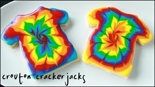 Rainbow TieDye TShirt Sugar Cookies  How to Make Tie Dye Cookies [upl. by Assille971]