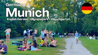 Munich Olympiapark English Garden Hirschgarten walking tour  Germany 4K HDR [upl. by Grewitz]