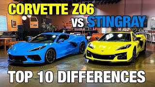 Chevy Corvette Z06 vs Stingray  Top 10 Differences Between the 2023 Corvette Z06 amp 2020 Stingray [upl. by Ydne]