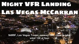 Cessna Cockpit Recording  Las Vegas McCarran night arrival in Cessna [upl. by Ak]