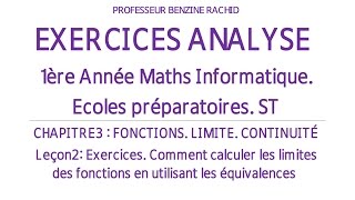 EXERCICES ANALYSE 1ERE ANNÉE CHAPITRE 3 LEÇON 2 FONCTIONS RÉELLES LIMITE ET CONTINUITE [upl. by Neiviv]