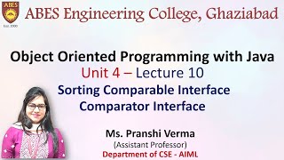 Lecture 10 Unit 4 Sorting Comparable Interface Comparator Interface  OOPs with Java [upl. by Lahsiv]