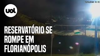 Reservatório da Casan se rompe em Monte Cristo Florianópolis vídeo flagra o momento [upl. by Gnoh]