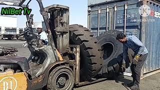 Reach Stacker Tire Replacement Easy Way [upl. by Christianson]