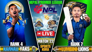 KARNALI YAKS VS LUMBINI LIONS  NEPAL PREMIER LEAGUE 2024  NPL 2024  LIVE SCORE AND COMMENTARY [upl. by Teemus]