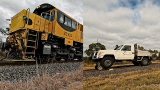 Todays Eastbound Trains amp Road Rail Cruiser Rywung to Brigalow [upl. by Alvis361]