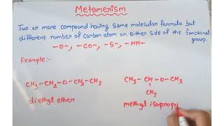 What is metamerism  class 11 organic chemistry [upl. by Lezah]