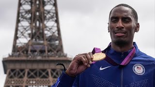 Toledos Erik Kynard receives reallocated Olympic medal at Paris Games [upl. by Nolyaw]