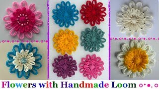 How to make loom flowers with handmade loom maker step by step  Easy loom flowersdiy [upl. by Yetta]