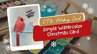 DIY Christmas Card  Simple Watercolor Holiday Cards [upl. by Dib]