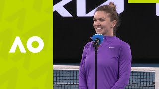 Simona Halep quotI had to change somethingquot oncourt interview 4R  Australian Open 2021 [upl. by Noskcaj711]