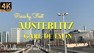 Touring Paris  “Austerlitz” to “Gare de Lyon” by foot  Walking Tour 4k 60 fps [upl. by Christa]