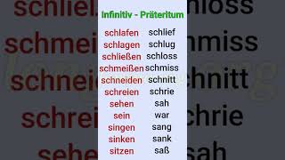 Deutsche Grammatik Unregelmäßige Verben im Infinitiv und Präteritum AZ schlief schloss schrie [upl. by Kcirttap376]