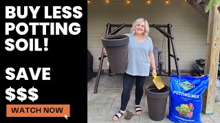 How To Save Money On Potting Soil When Filling Large Containers Pots Planters [upl. by Melda]