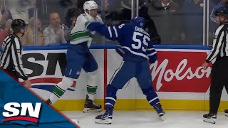 Maple Leafs Giordano Goes the Distance with Canucks Joshua After Big Hit on Kampf [upl. by Hgielra]