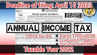 Reupload Annual Income Tax filing for Yr2022 DueApril 15 bir itr incometax 1701A 1701v2018 [upl. by Nirehtak]