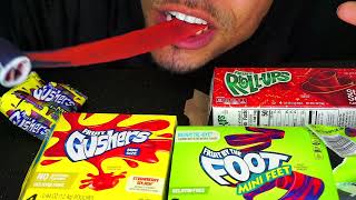 ASMR FRUIT ROLL UP GUSHER FRUIT BY THE FOOT JOLLY RANCHER GUMMIES AIRHEADS CANDY BITES ASSORTED FLAV [upl. by Earla]