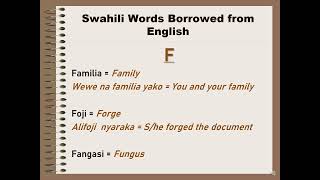 English Words Borrowed by Swahili Language  PART 1 [upl. by Clare186]