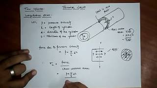 PRESSURE VESSEL THIN CYLINDER LONGITUDINAL STRESS [upl. by Adrell]