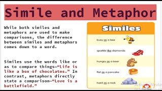 Simile and Metaphor  Examples  Difference between them  English Series [upl. by Eioj]