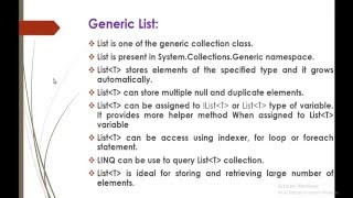 C Beginner to advanced  Lesson 56  Generic Collections List [upl. by Ardnaiek]