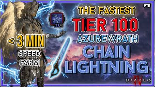 S6 Fastest Azurewrath Chain Lightning Sorc Build Pit Tier 100 200 Live  PTR Diablo 4 [upl. by Sashenka]