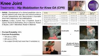 Knee Arthritis Pain Clinical Prediction Rule CPR  Hip Mobilizations [upl. by Yaakov]