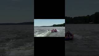 TUBING LAKE LIFE WILL THEY FALL tubing lakelife lake water boating boatingexperience [upl. by Dnomzed438]