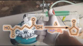 Synthesising Cyclopentanone through Catalytic Decarboxylation or whatever the correct words are [upl. by Lledrev731]