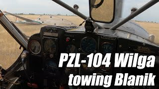 PZL104 Wilga towing L13 Blanik glider RL [upl. by Llerahs215]