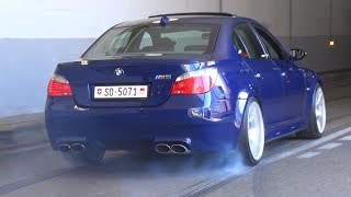 BMW M5 E60 with Eisenmann Race Exhaust  LOUD V10 Sound amp Burnouts [upl. by Yrgoerg]