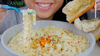 BEST fettuccine alfredo with ruffle lasagna noodles mafalde amp garlic bread suellASMR [upl. by Corette]