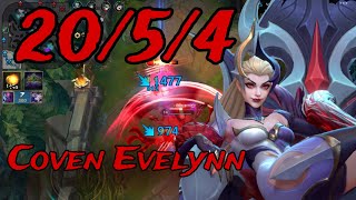 Coven Evelynn Wild Rift Gameplay  20 Kills  Tips amp Tricks  Patch 44c [upl. by Chessa]