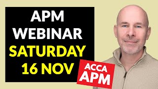 Join my webinar and ACE ACCA APM [upl. by Ahseuqram]