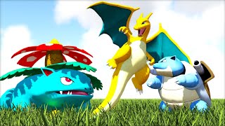 CHARIZARD VS BLASTOISE VS VENUSAUR POKEARK ARK SURVIVAL EVOLVED BATTLE POKEMON [upl. by Jonette]