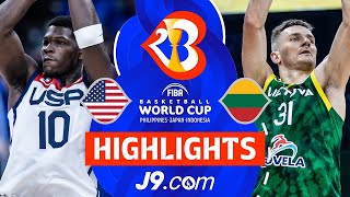 USA 🇺🇸 vs Lithuania 🇱🇹  J9 Highlights  FIBA Basketball World Cup 2023 [upl. by Dnomal237]