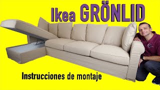 Sofá 4 plazas con chaise longue GRÖNLID de Ikea Instrucciones de montaje [upl. by Wilder168]