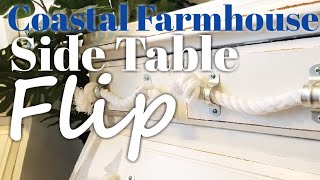 Coastal Farmhouse side table flip with Chalk paint Plus a stencil fail [upl. by Davon]