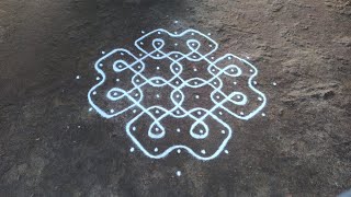 11 x 1 dots traditional beautiful beginners kambi kolam  easy simple sikku kolam  SathyaSelva Arts [upl. by Ttemme]