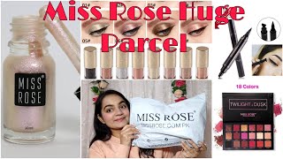 Miss Rose Huge Makeup Parcel unboxing📦  Eyeshadow paletteStamp eyeliner eye glitterhigh beam [upl. by Gallard333]