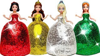 How to Make Play Doh Sparkle Dresses for Disney Princesses DIY [upl. by Aseel729]