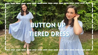 HOW TO MAKE A TIERED BUTTON UP DRESS  Nursing Friendly Dress Tutorial [upl. by Nnaesor]