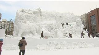 Sapporo Snow Festival showcases scuptures [upl. by Adamok]